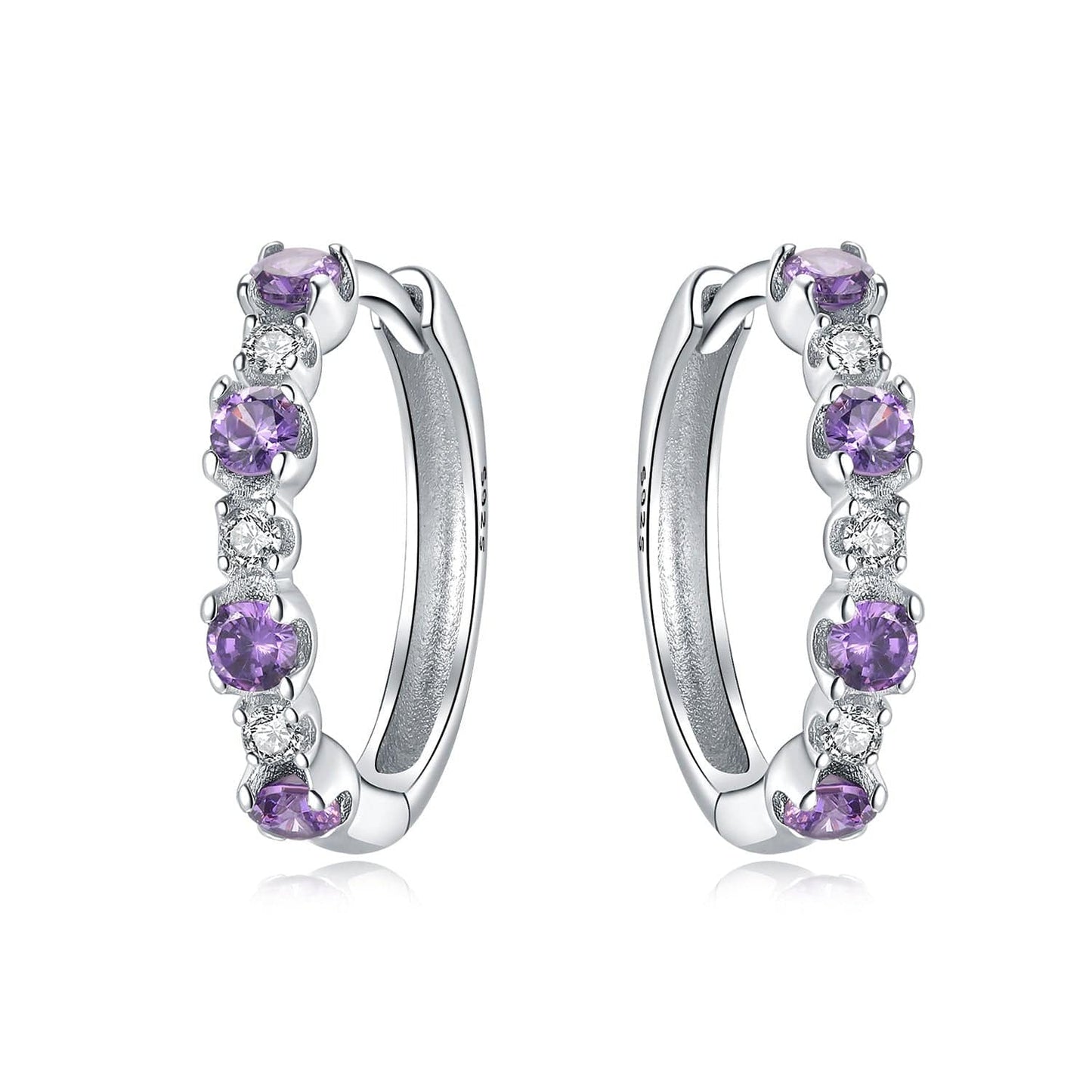 Lavender Crystal Hoop Earrings