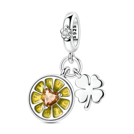 Lemon with Four-Leaf Clover Dangle Charm