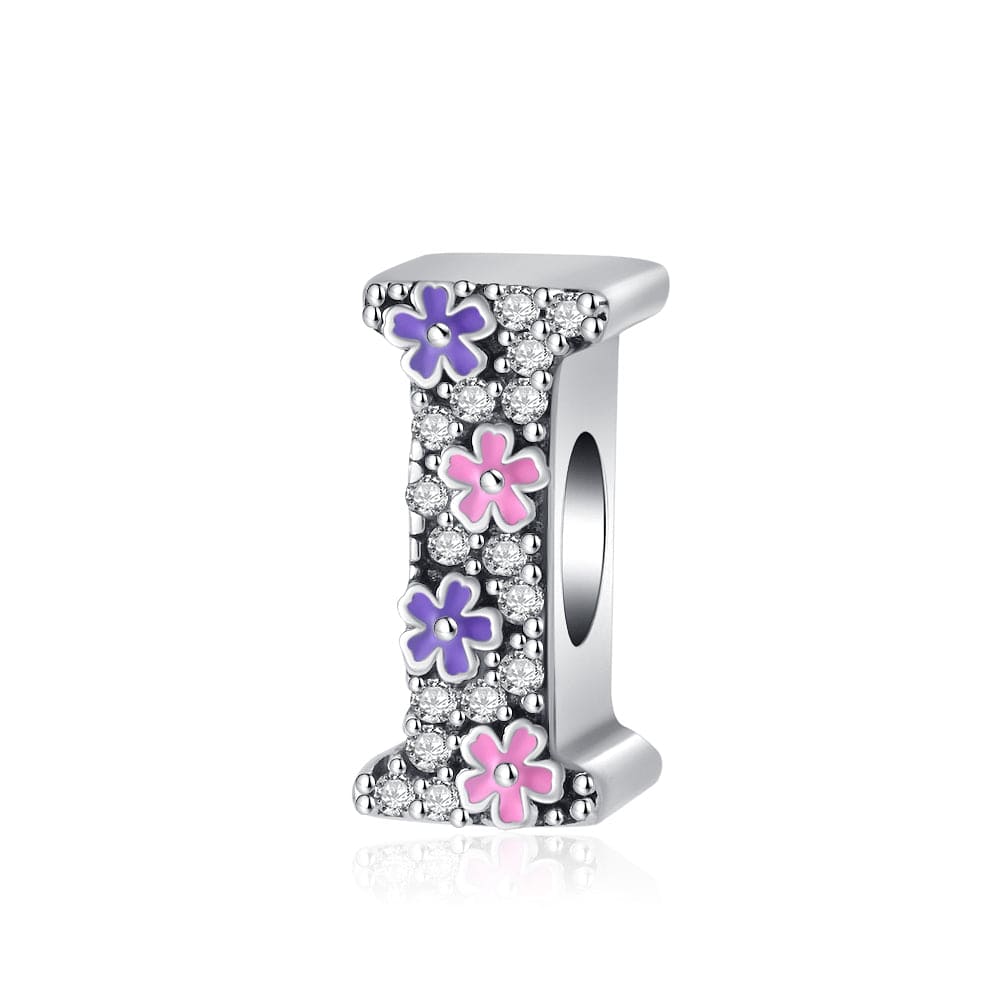 Pink & Purple Flower Letter A~Z Alphabet Charm