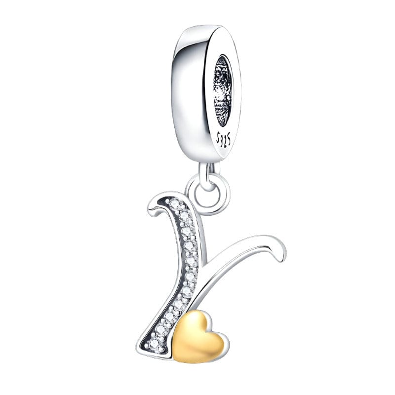 Cursive Gold Heart Letter A~Z Alphabet Charm