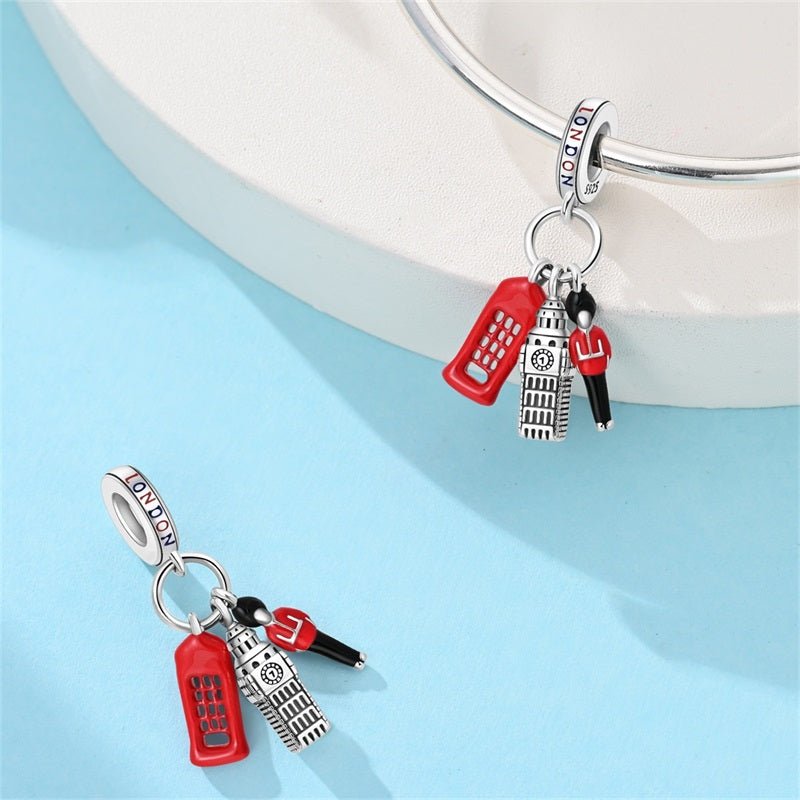 London Big Ben, Phone Booth & Guard Dangle Charm