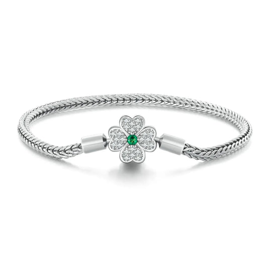 Lucky Four-Leaf Clover Charm Bracelet