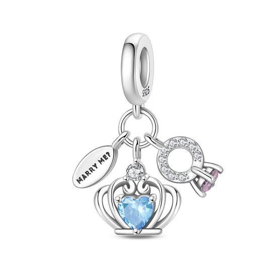 Marry Me Crown & Ring Proposal Dangle Charm