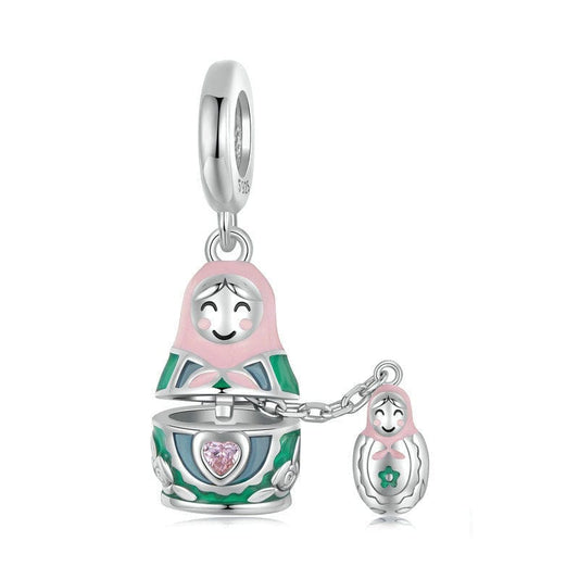 Matryoshka Doll with Opening Design & Crystal Heart Dangle Charm