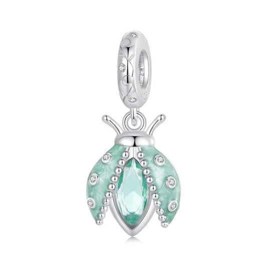 Mint Green Crystal Ladybug Dangle Charm