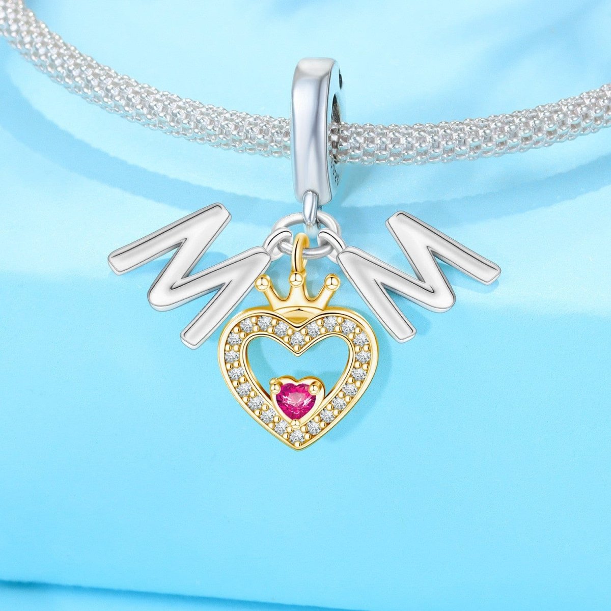Mom Script Heart Dangle Charm