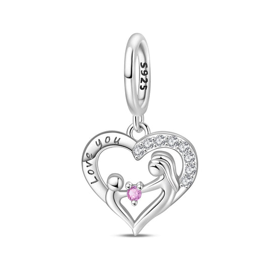 Mother & Child "Love You" Heart Dangle Charm