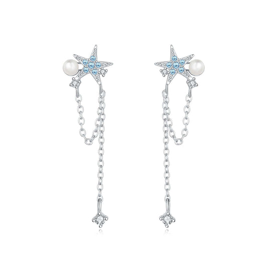 Ocean Star Pearl Drop Earrings