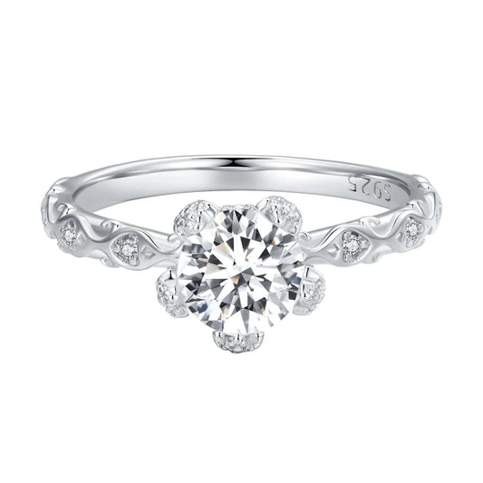 Pangama Floral Moissanite Engagement Ring