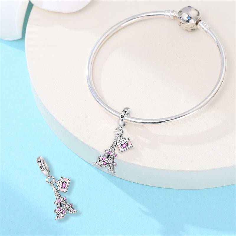Paris Eiffel Tower & Camera Dangle Charm