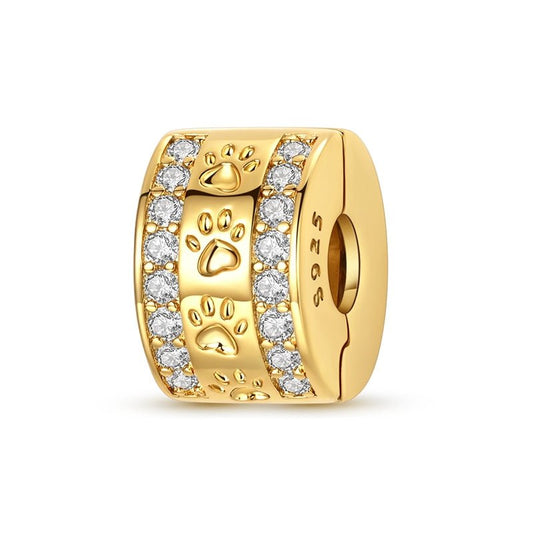 Paw Print Gold Clip Charm