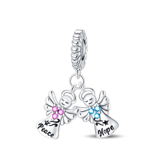 Peace & Hope Angels Double Dangle Charm