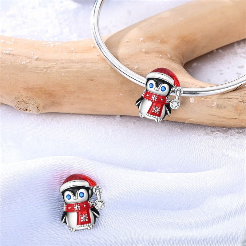 Penguin with Red Scarf & Santa Hat Charm