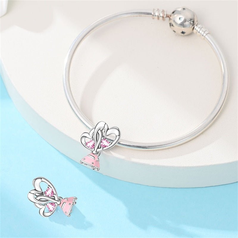 Pink Car with Heart Balloons Charm
