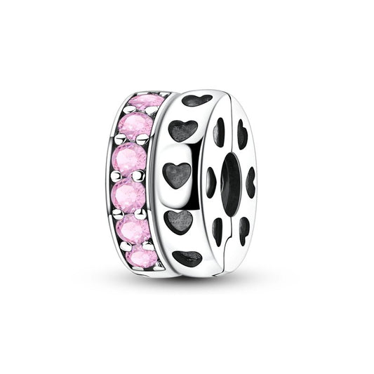Pink Crystal Hearts Clip Charm