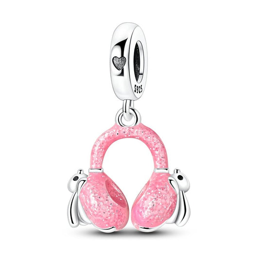 Pink Glitter Earmuffs Dangle Charm