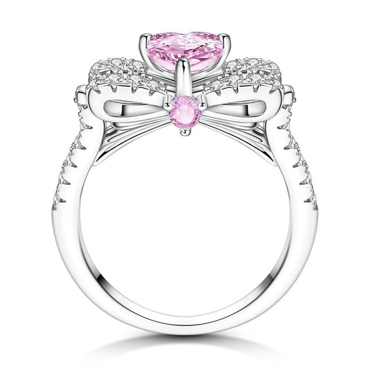 Pink Heart-Shaped Sparkling Stone Ring