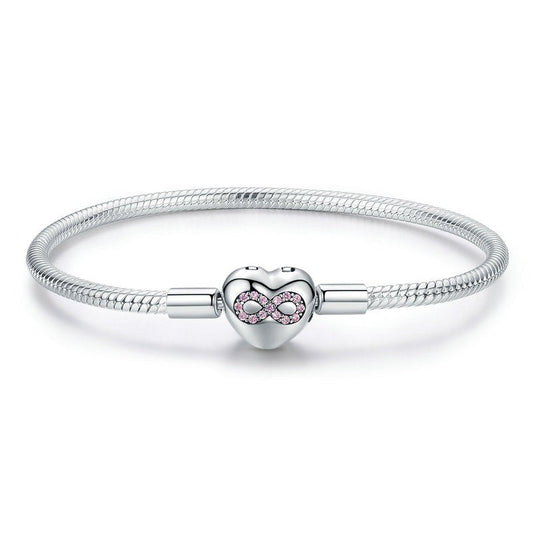 Pink Infinity Heart Clasp Charm Bracelet