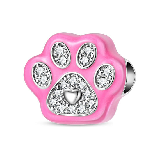 Pink Paw Print Sparkle Charm