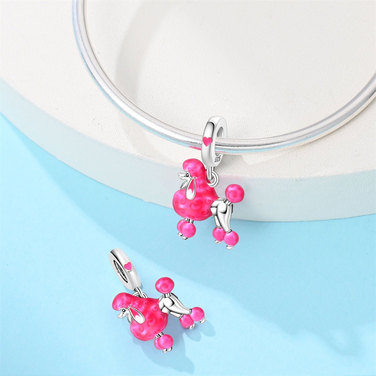 Pink Poodle Dog Dangle Charm