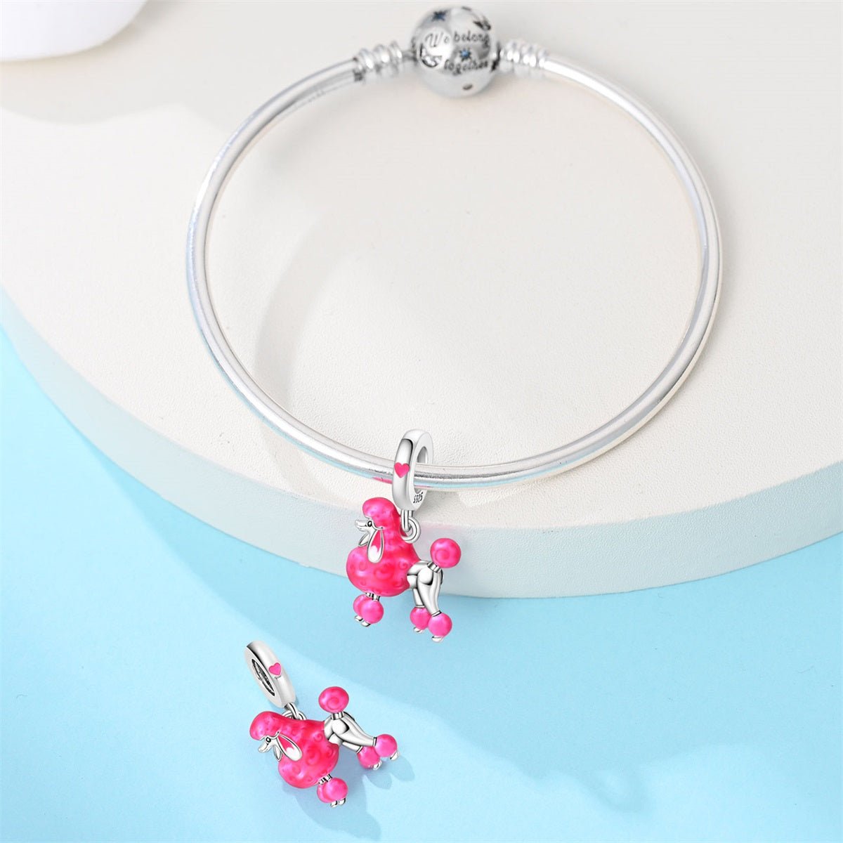 Pink Poodle Dog Dangle Charm