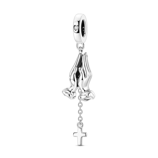 Praying Hands with Cross Dangle Charm