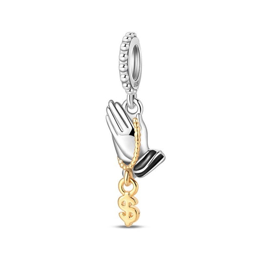 Praying Hands with Dollar Sign Dangle Charm
