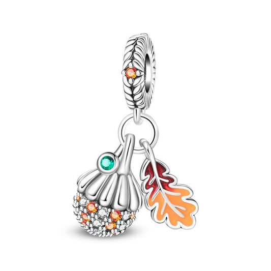 Pumpkin & Autumn Leaf Dangle Charm