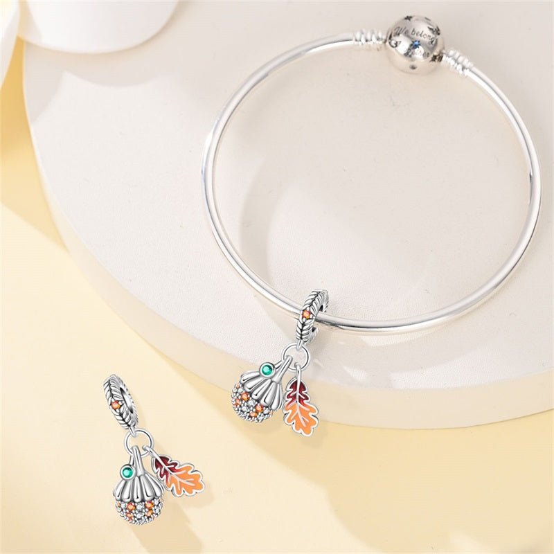 Pumpkin & Autumn Leaf Dangle Charm