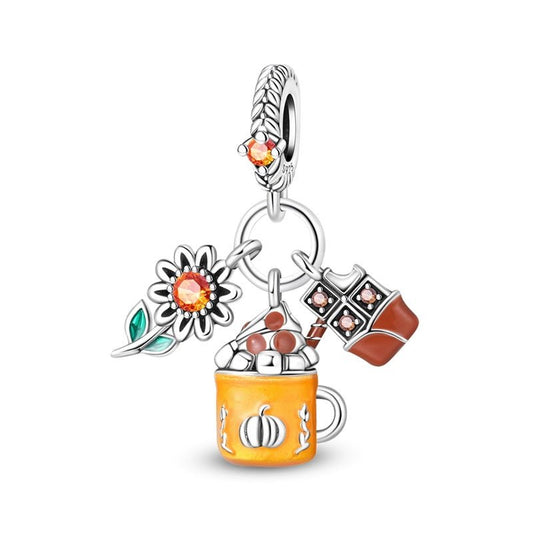 Pumpkin Spice Mug with Chocolate & Sunflower Dangle Charm