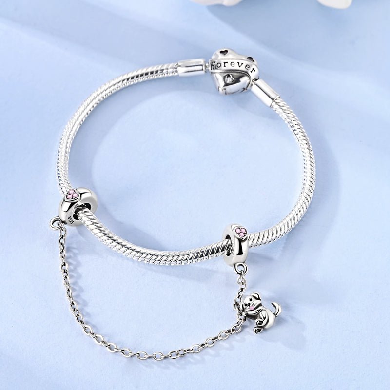 Puppy Swing with Pink Heart Safety Chain Charm
