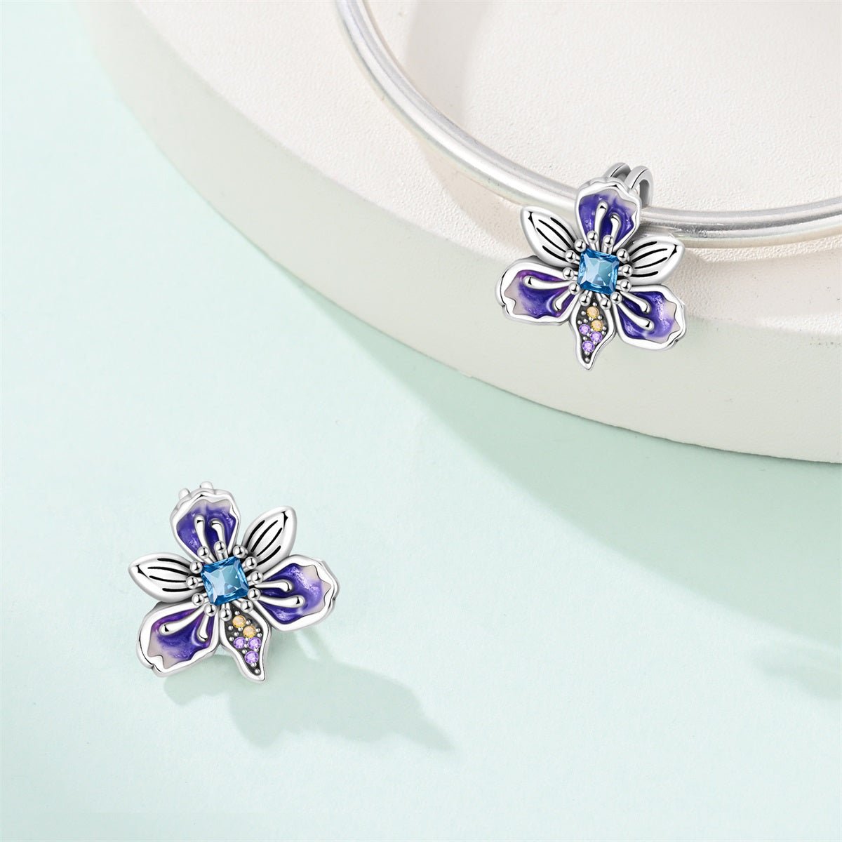 Purple Blossom Flower Charm