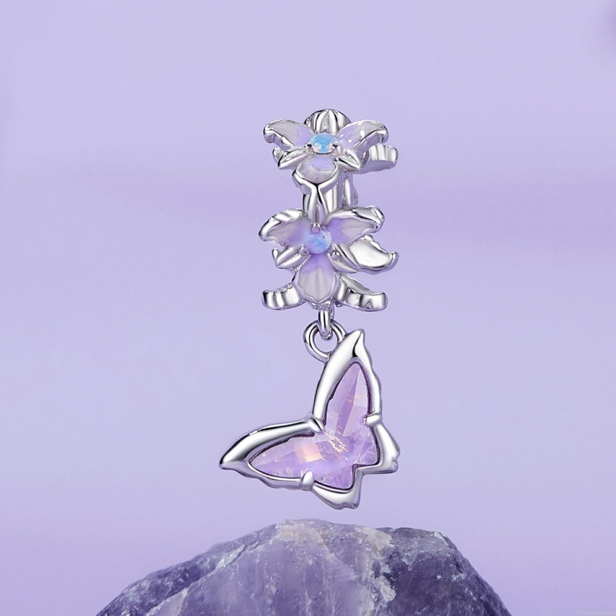 Purple Butterfly & Orchid Charm