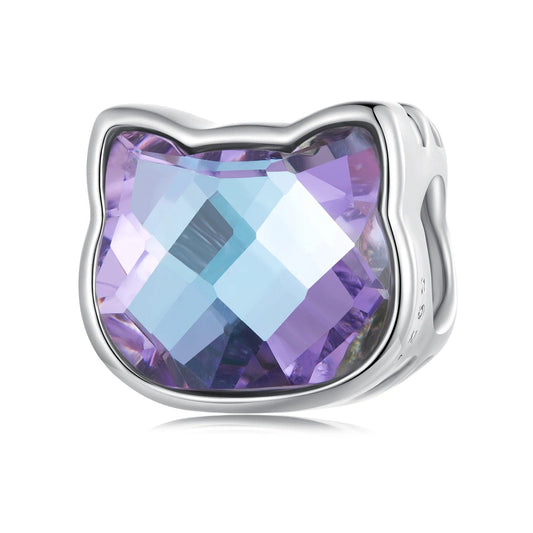 Purple Gemstone Cat Bead Charm