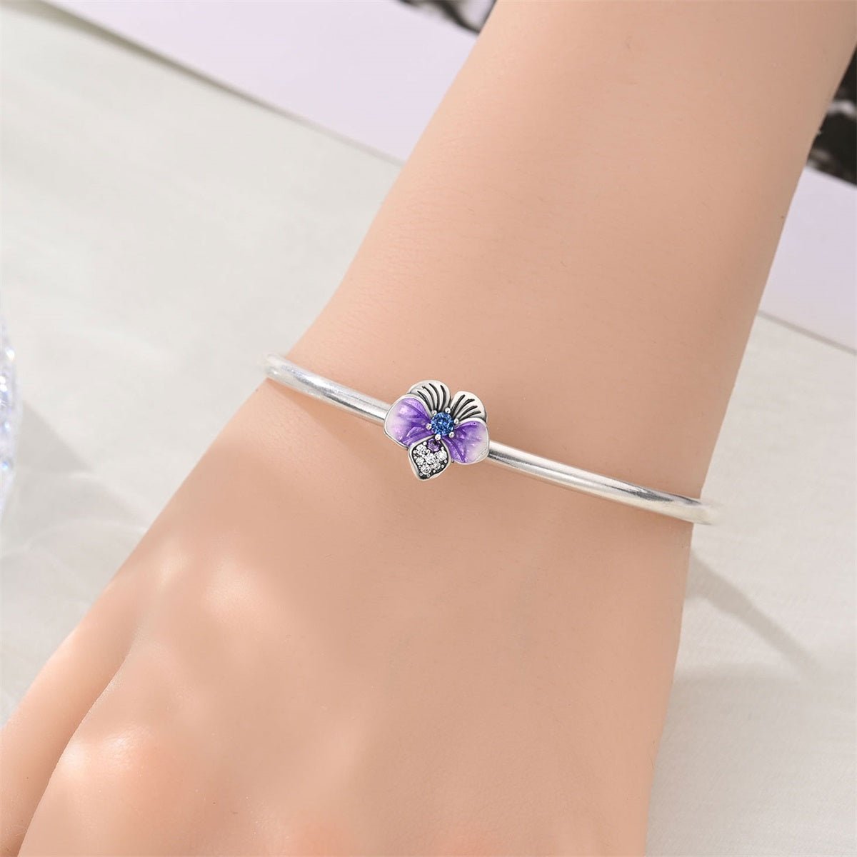 Purple Orchid Flower Charm