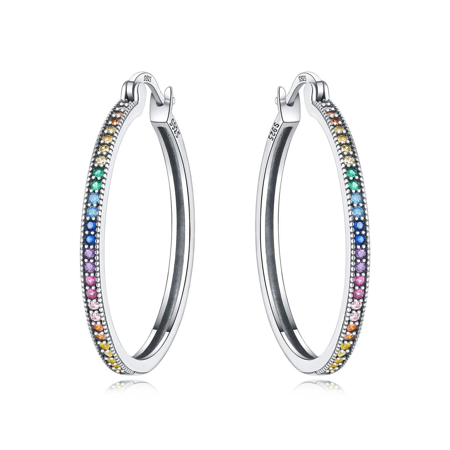 Rainbow Gemstone Hoop Earrings