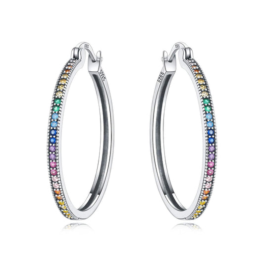 Rainbow Gemstone Hoop Earrings