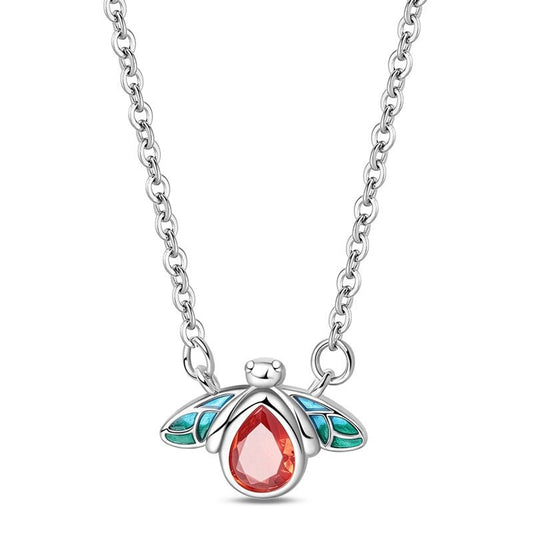 Red & Blue Enamel Bee Necklace