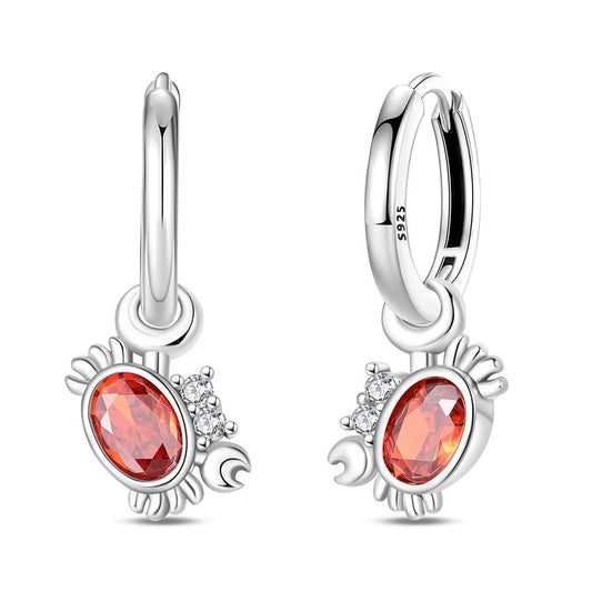 Red Crab Hoop Earrings