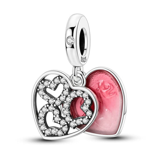 Romantic Rose Heart Charm