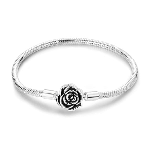 Rose in Bloom Clasp Snake Chain Bracelet