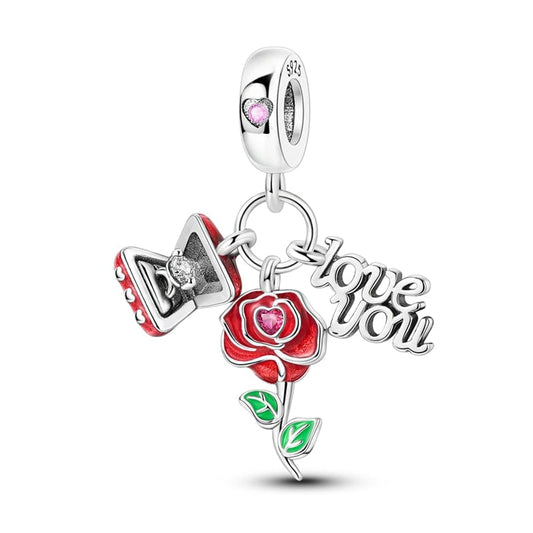 Rose & Love You Message Charm