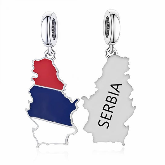 Serbia Map Flag Dangle Charm