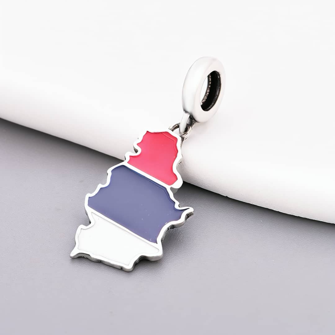 Serbia Map Flag Dangle Charm