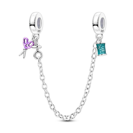 Sewing Scissors & Spool of Thread Safety Chain Charm