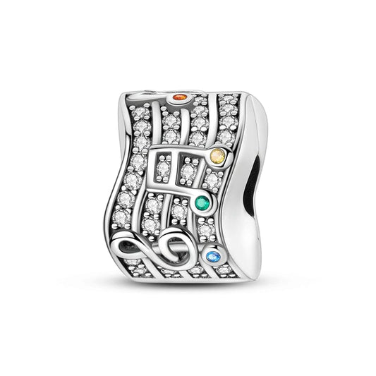Shimmering Music Staff & Notes Charm