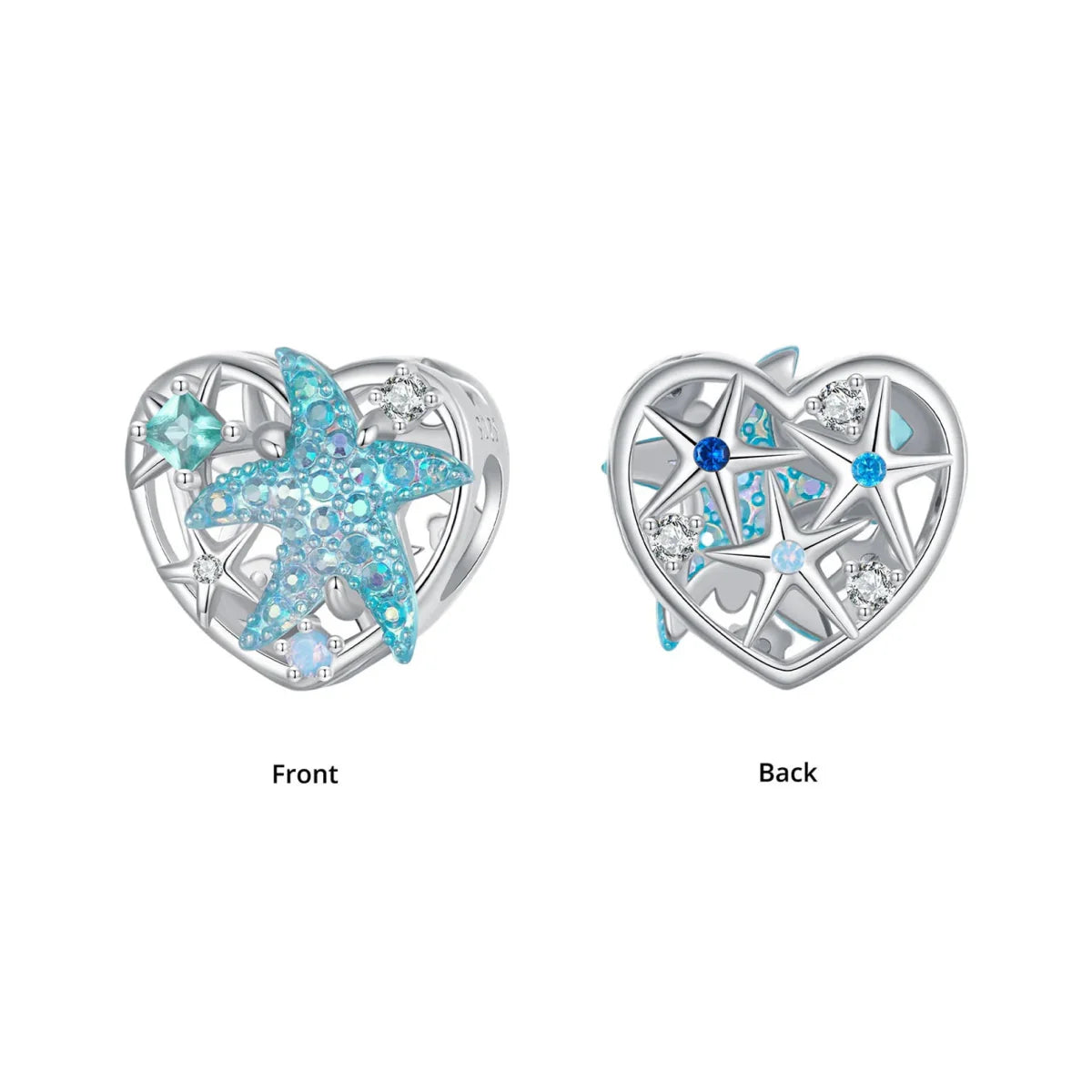 Shimmering Starfish & Ocean Heart Charm