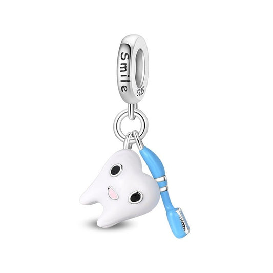 Smiling Tooth with Toothbrush Dangle Charm