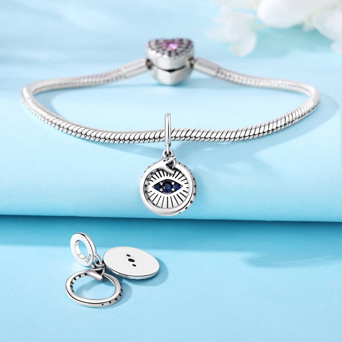 Snake with Evil Eye Protection Dangle Charm