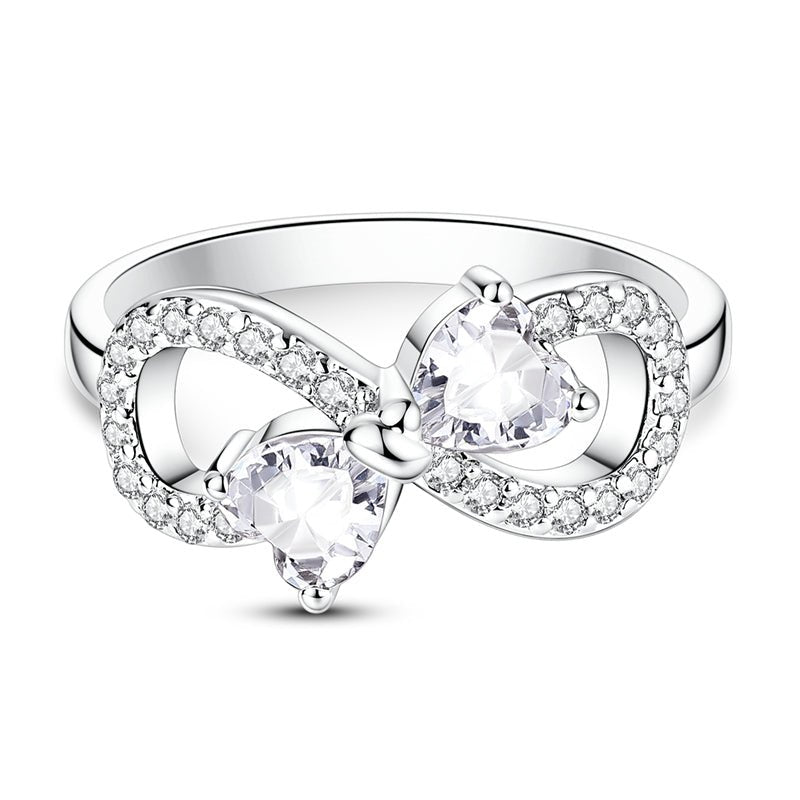 Sparkling Double Heart Infinity Ring